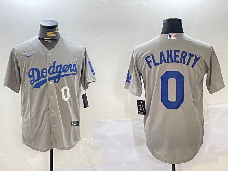 Men Los Angeles Dodgers #0 Flaherty Grey Game 2024 Nike MLB Jersey style 11203->los angeles dodgers->MLB Jersey